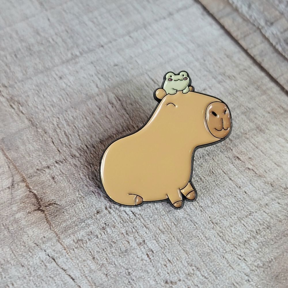 Capybara Pin with Frog